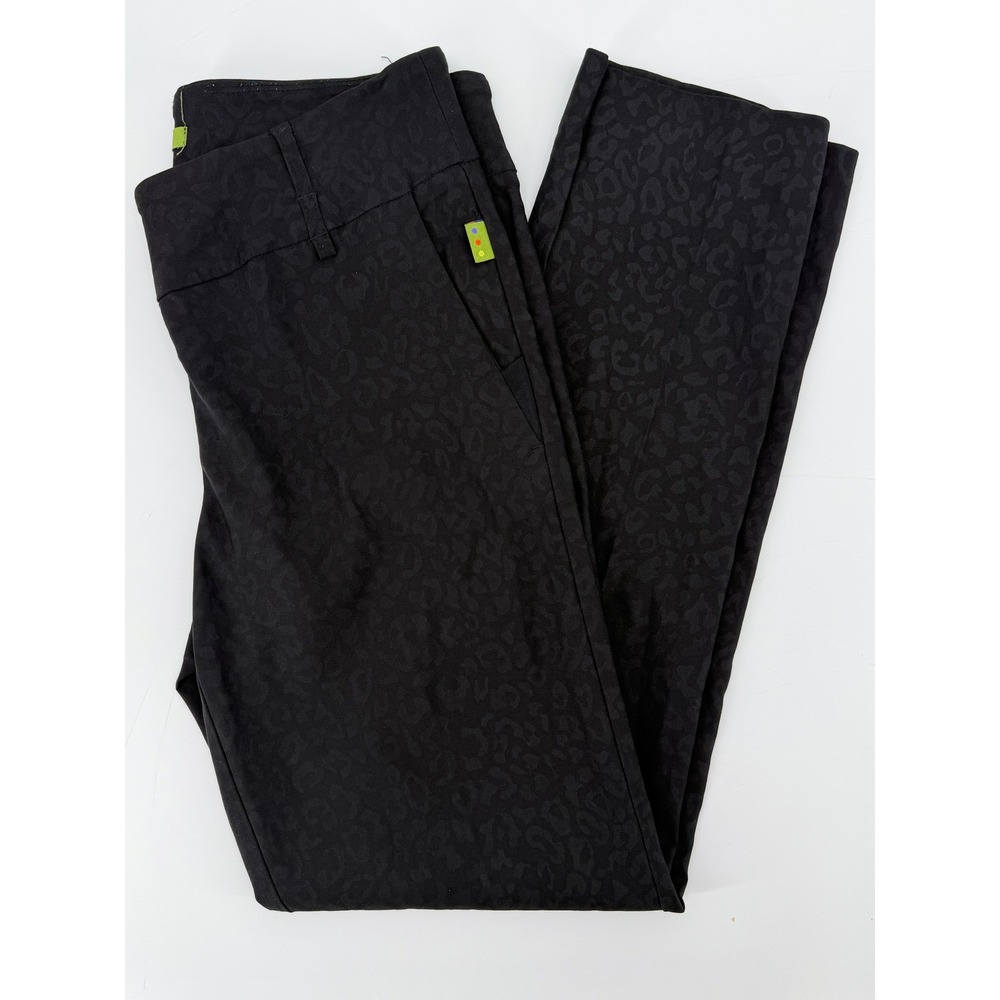 Swing Control Womens Black Leopard Jacquard Golf Pants Slim‎ Pull On KS1400 Sz 8